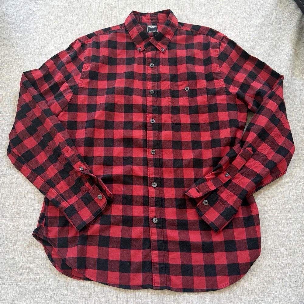 Todd Snyder Flannel Shirt Men's Large Red Black Buffalo Check Plaid Button Down